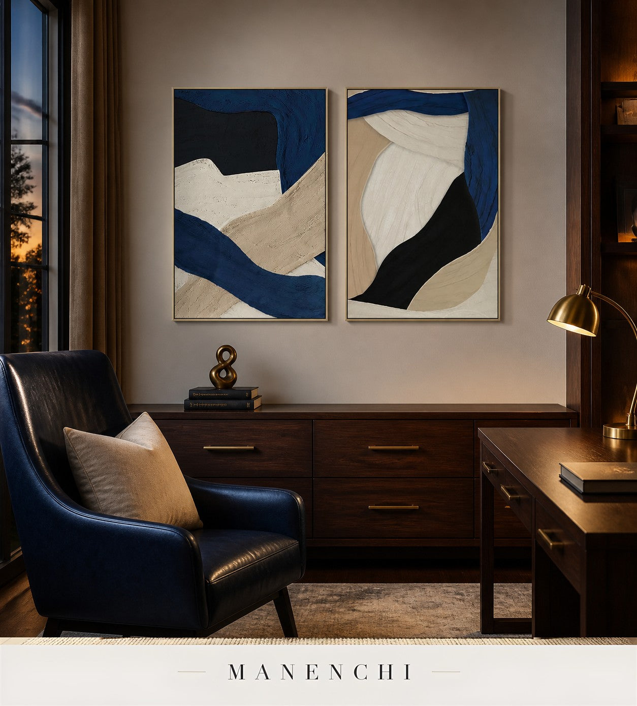 Chalked Elevation | Contemporary Wall Art - original hand-painted painting by Manenchi, styled in a room setting