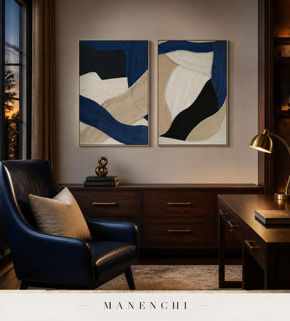 Chalked Elevation | Contemporary Wall Art - original hand-painted painting by Manenchi, styled in a room setting
