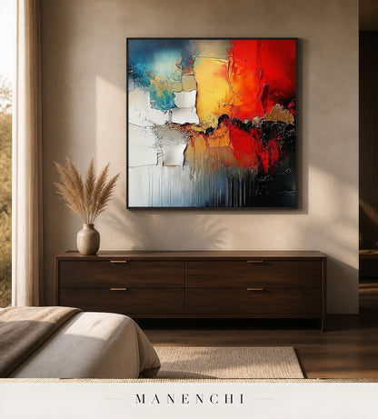 Raised Sheen | Contemporary Wall Art - original hand-painted painting by Manenchi, styled in a room setting