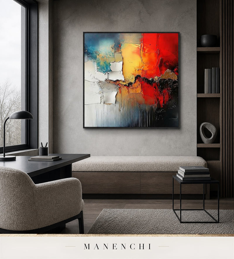 Raised Sheen | Contemporary Wall Art - original hand-painted painting by Manenchi, styled in a room setting