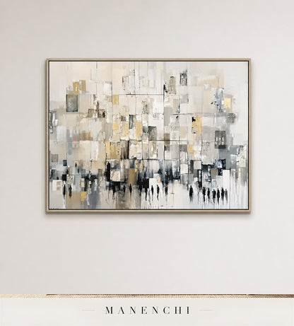 Auric Edifice | Gold Leaf Wall Art - original hand-painted painting by Manenchi, styled in a room setting