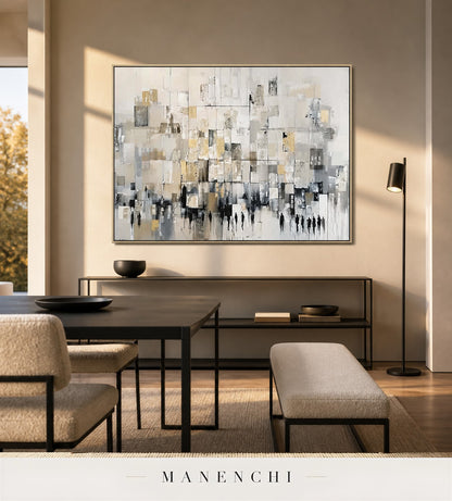 Auric Edifice | Gold Leaf Wall Art - original hand-painted painting by Manenchi, styled in a room setting