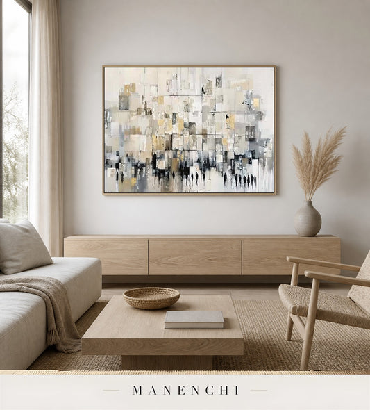 Auric Edifice | Gold Leaf Wall Art - original hand-painted painting by Manenchi, styled in a room setting