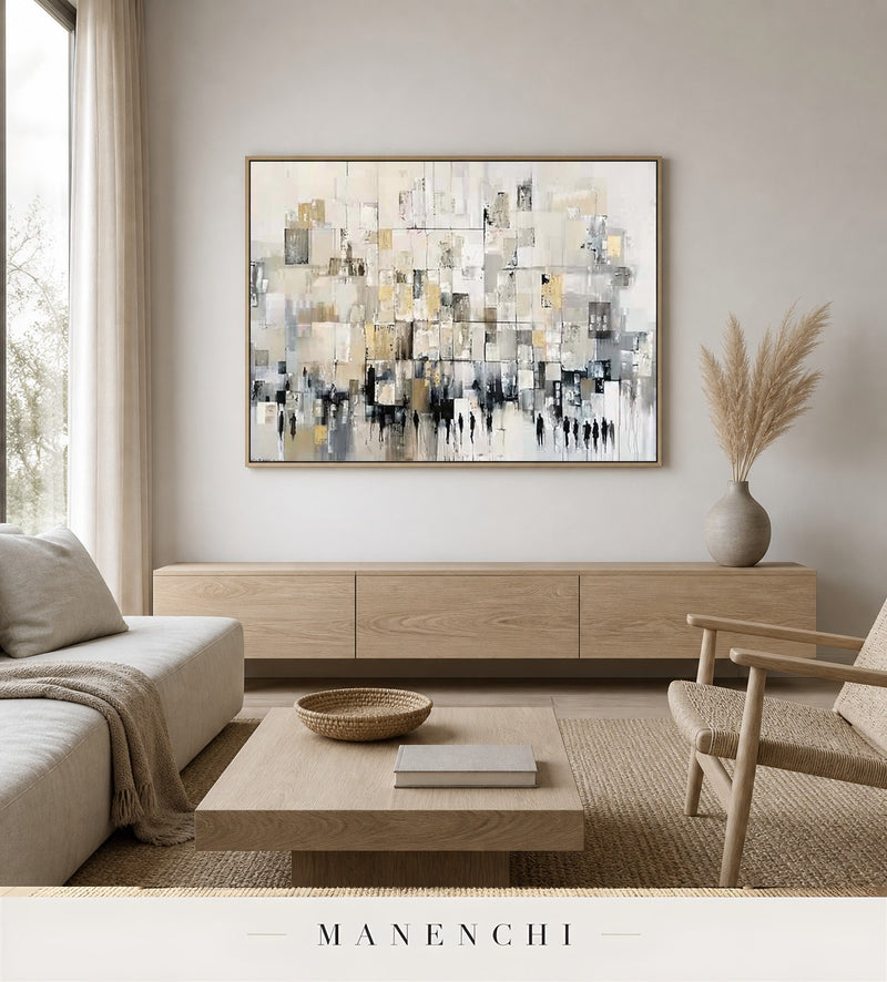 Auric Edifice | Gold Leaf Wall Art - original hand-painted painting by Manenchi, styled in a room setting