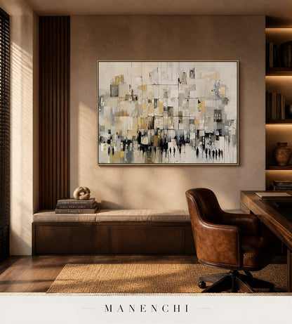 Auric Edifice | Gold Leaf Wall Art - original hand-painted painting by Manenchi, styled in a room setting