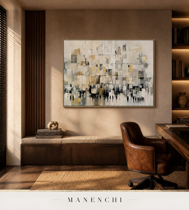 Auric Edifice | Gold Leaf Wall Art - original hand-painted painting by Manenchi, styled in a room setting