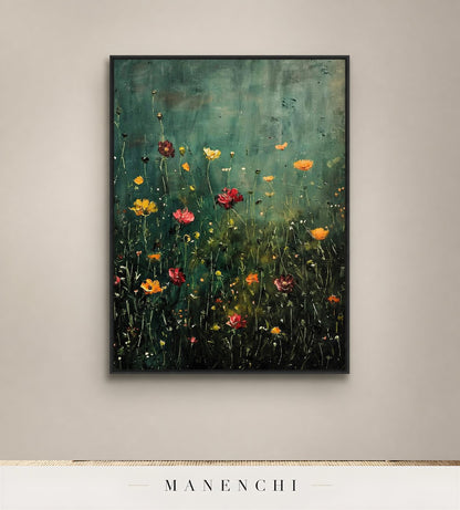 Raised Hue | Floral Wall Art - original hand-painted painting by Manenchi, styled in a room setting
