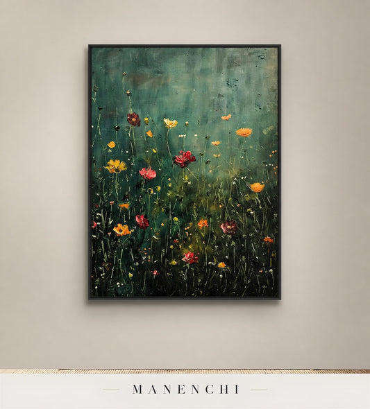Raised Hue | Floral Wall Art - original hand-painted painting by Manenchi, styled in a room setting