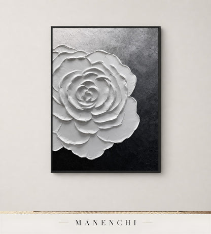 Tactile Bloom | Floral Wall Art - original hand-painted painting by Manenchi, styled in a room setting
