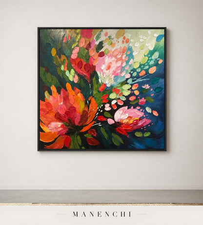 Modeled Blossom | Floral Wall Art - original hand-painted painting by Manenchi, styled in a room setting