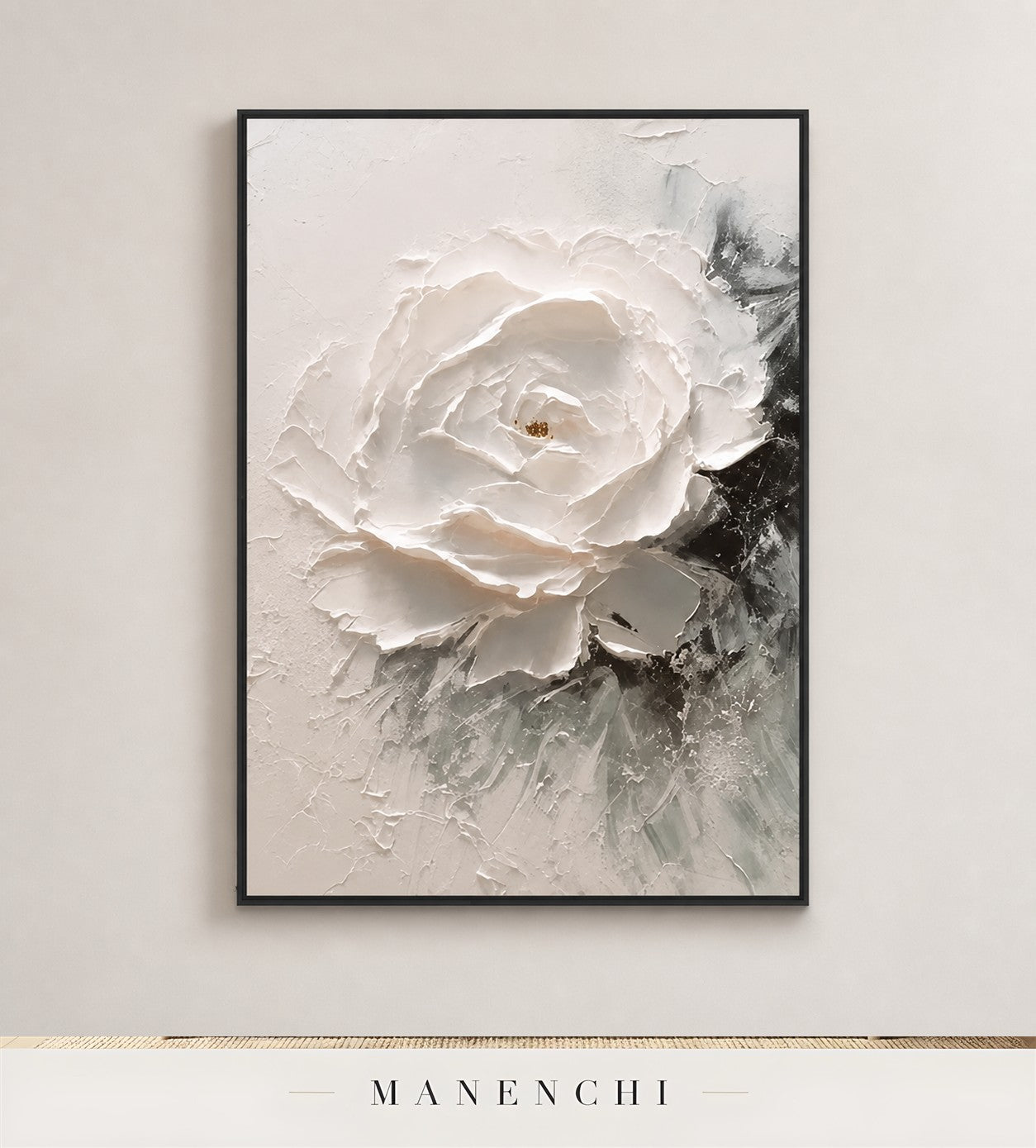 Ridged Bloom | Floral Wall Art - original hand-painted painting by Manenchi, styled in a room setting