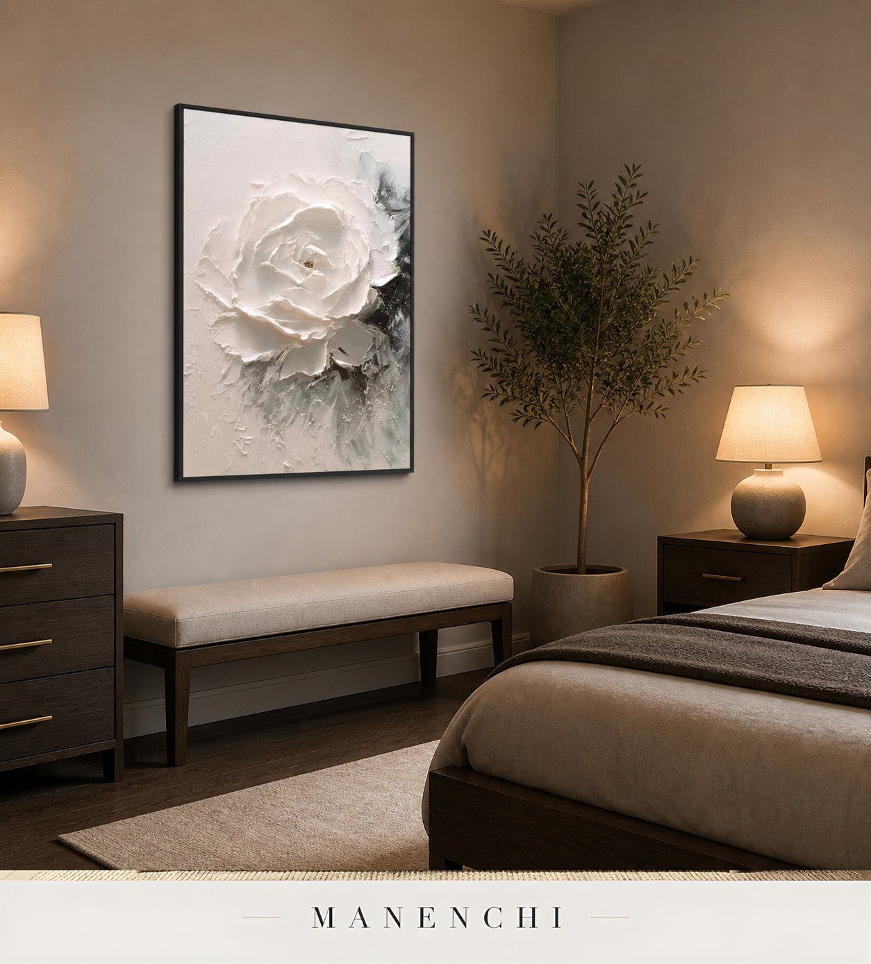 Ridged Bloom | Floral Wall Art - original hand-painted painting by Manenchi, styled in a room setting