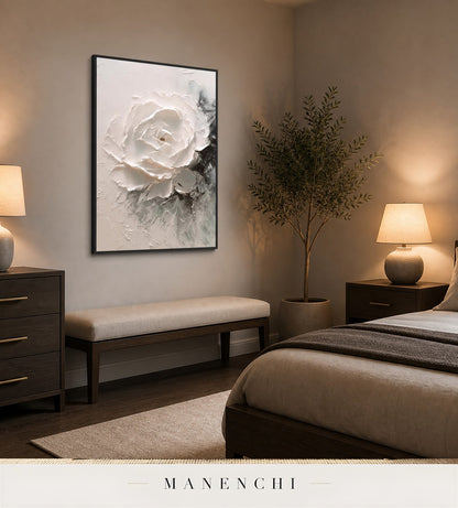 Ridged Bloom | Floral Wall Art - original hand-painted painting by Manenchi, styled in a room setting