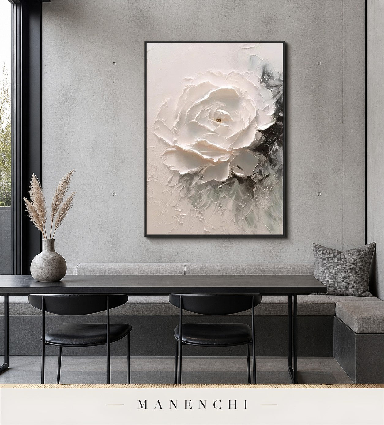 Ridged Bloom | Floral Wall Art - original hand-painted painting by Manenchi, styled in a room setting