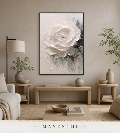 Ridged Bloom | Floral Wall Art - original hand-painted painting by Manenchi, styled in a room setting