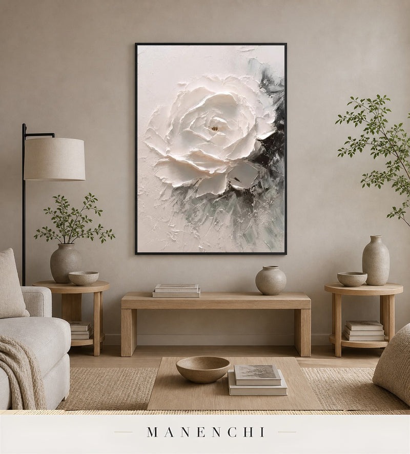 Ridged Bloom | Floral Wall Art - original hand-painted painting by Manenchi, styled in a room setting