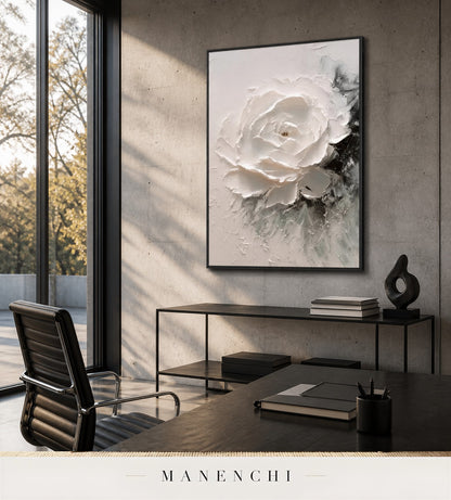 Ridged Bloom | Floral Wall Art - original hand-painted painting by Manenchi, styled in a room setting