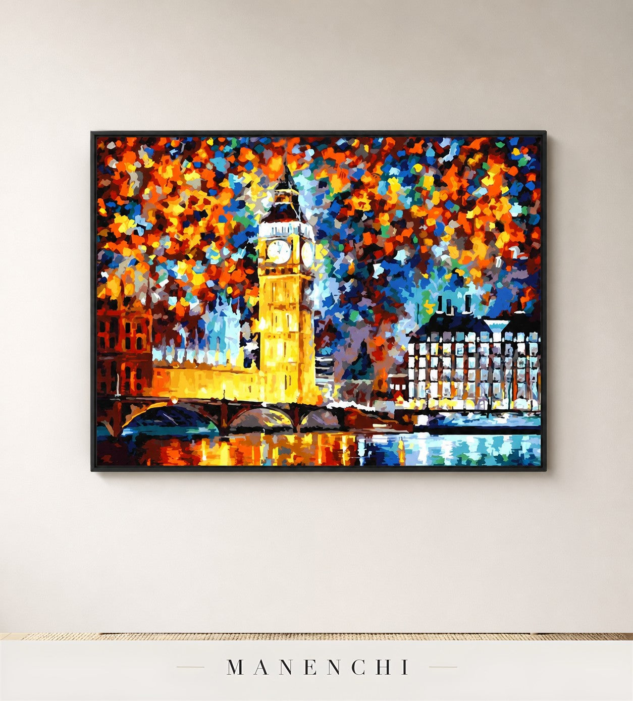 Crimson Zenith | Contemporary Wall Art - original hand-painted painting by Manenchi, styled in a room setting