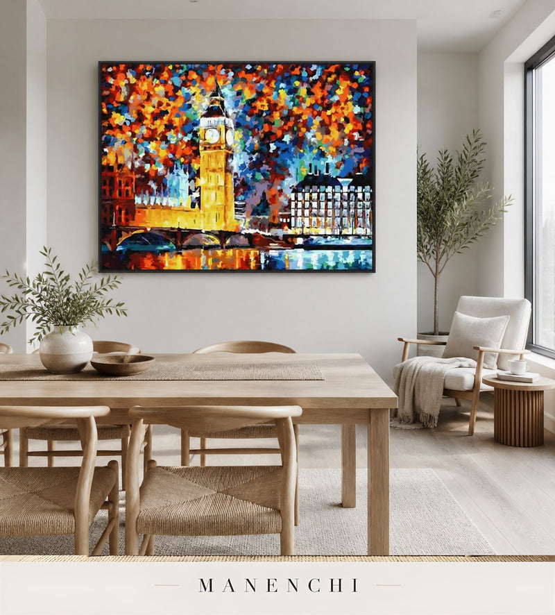 Crimson Zenith | Contemporary Wall Art - original hand-painted painting by Manenchi, styled in a room setting