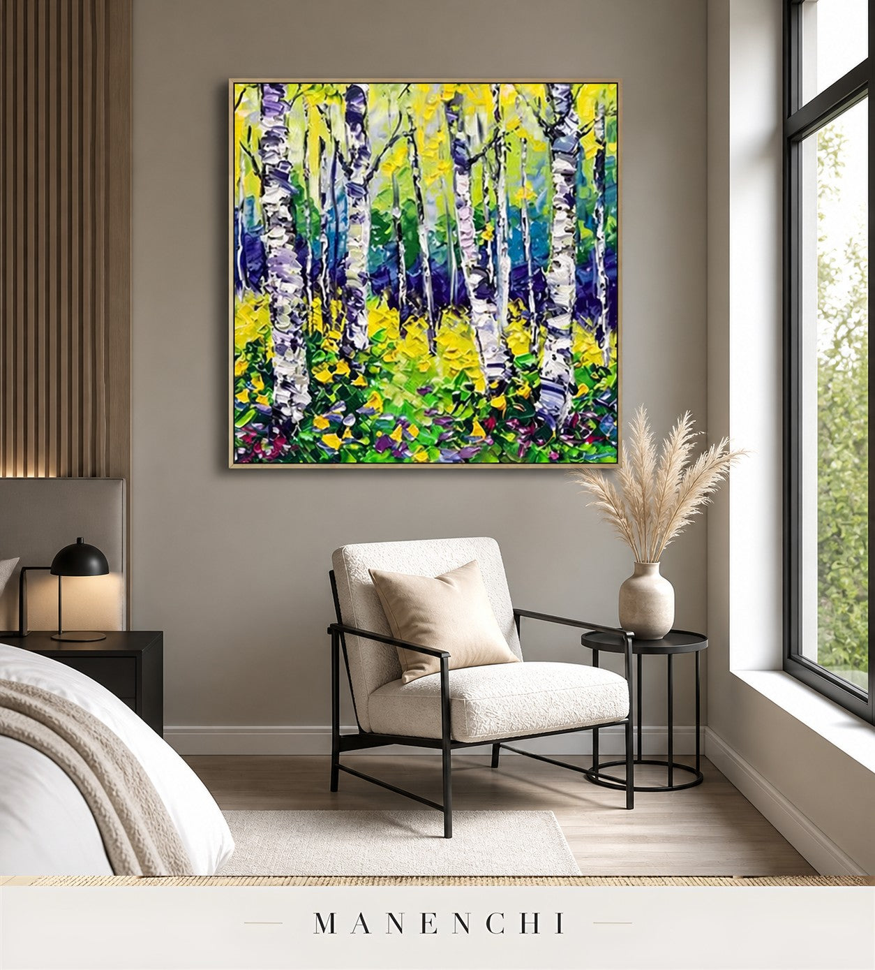 Contoured Bark | Contemporary Wall Art - original hand-painted painting by Manenchi, styled in a room setting