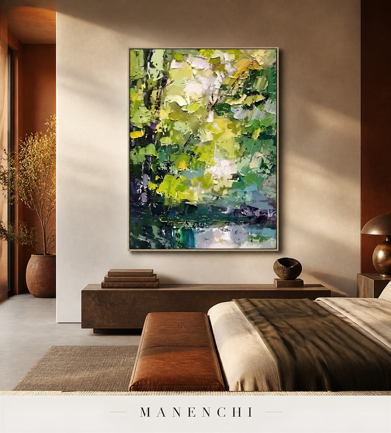 Sylvan Relief | Floral Wall Art - original hand-painted painting by Manenchi, styled in a room setting