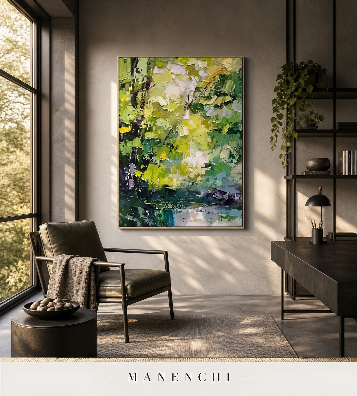 Sylvan Relief | Floral Wall Art - original hand-painted painting by Manenchi, styled in a room setting