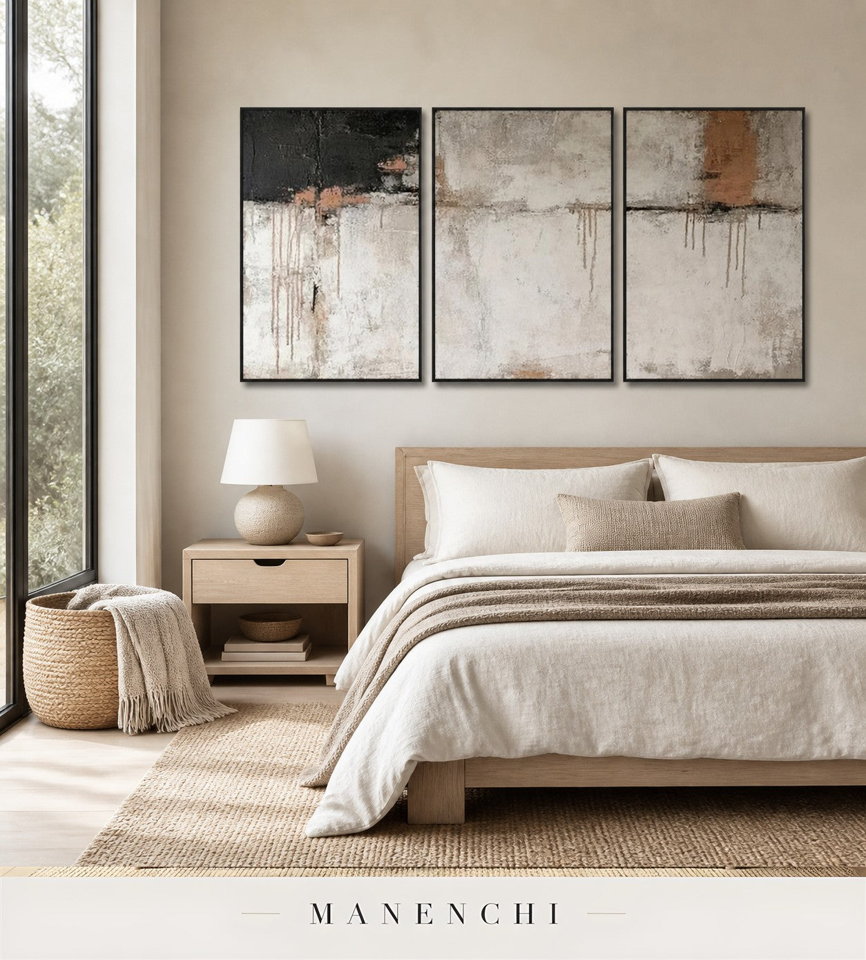 Frescoed Accretion | Contemporary Wall Art - original hand-painted painting by Manenchi, styled in a room setting