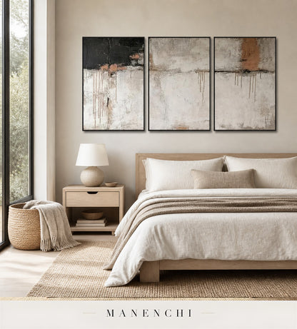 Frescoed Accretion | Contemporary Wall Art - original hand-painted painting by Manenchi, styled in a room setting