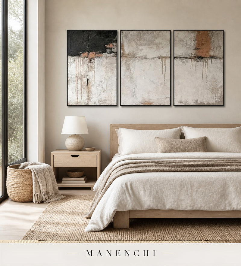 Frescoed Accretion | Contemporary Wall Art - original hand-painted painting by Manenchi, styled in a room setting