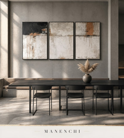 Frescoed Accretion | Contemporary Wall Art - original hand-painted painting by Manenchi, styled in a room setting