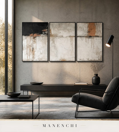 Frescoed Accretion | Contemporary Wall Art - original hand-painted painting by Manenchi, styled in a room setting