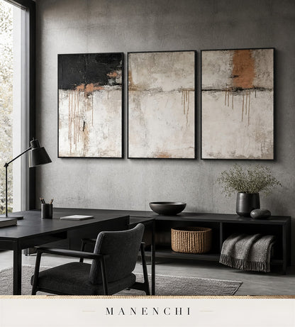 Frescoed Accretion | Contemporary Wall Art - original hand-painted painting by Manenchi, styled in a room setting