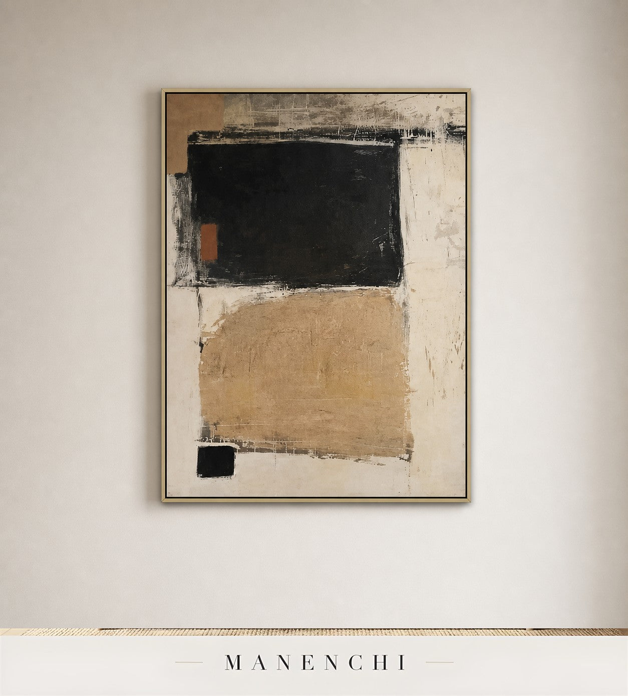 Frayed Lode | Wabi-Sabi Wall Art - original hand-painted painting by Manenchi, styled in a room setting