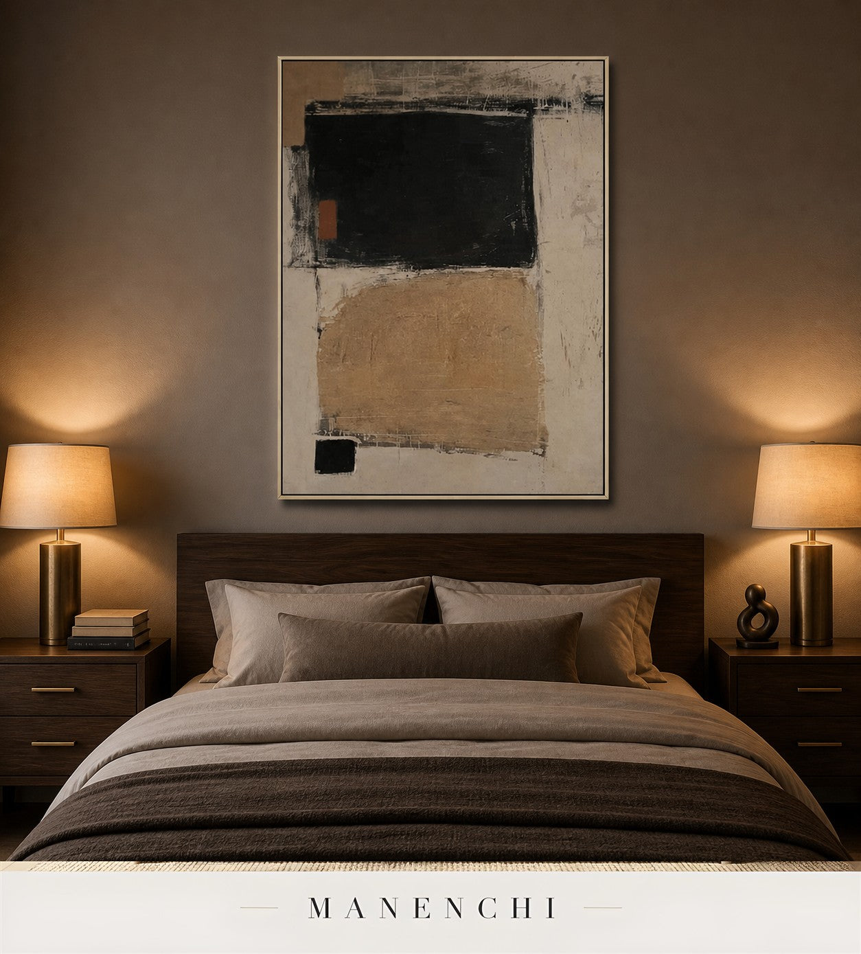 Frayed Lode | Wabi-Sabi Wall Art - original hand-painted painting by Manenchi, styled in a room setting