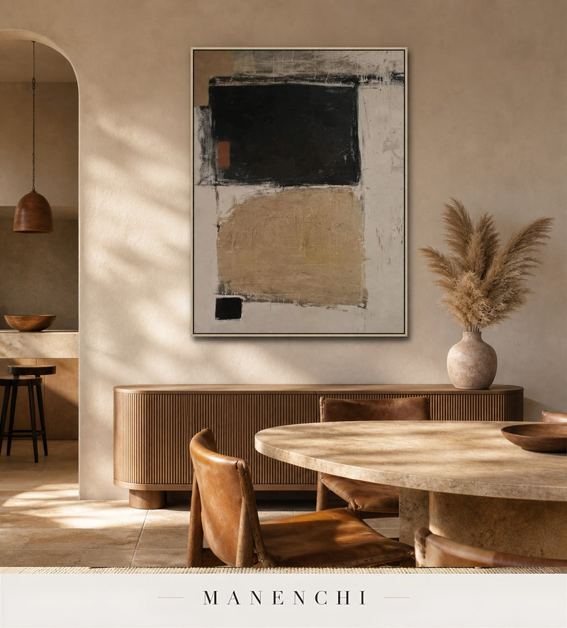 Frayed Lode | Wabi-Sabi Wall Art - original hand-painted painting by Manenchi, styled in a room setting