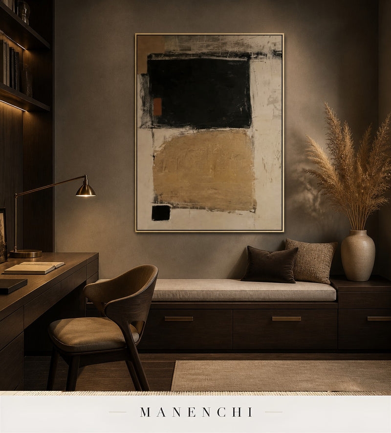 Frayed Lode | Wabi-Sabi Wall Art - original hand-painted painting by Manenchi, styled in a room setting