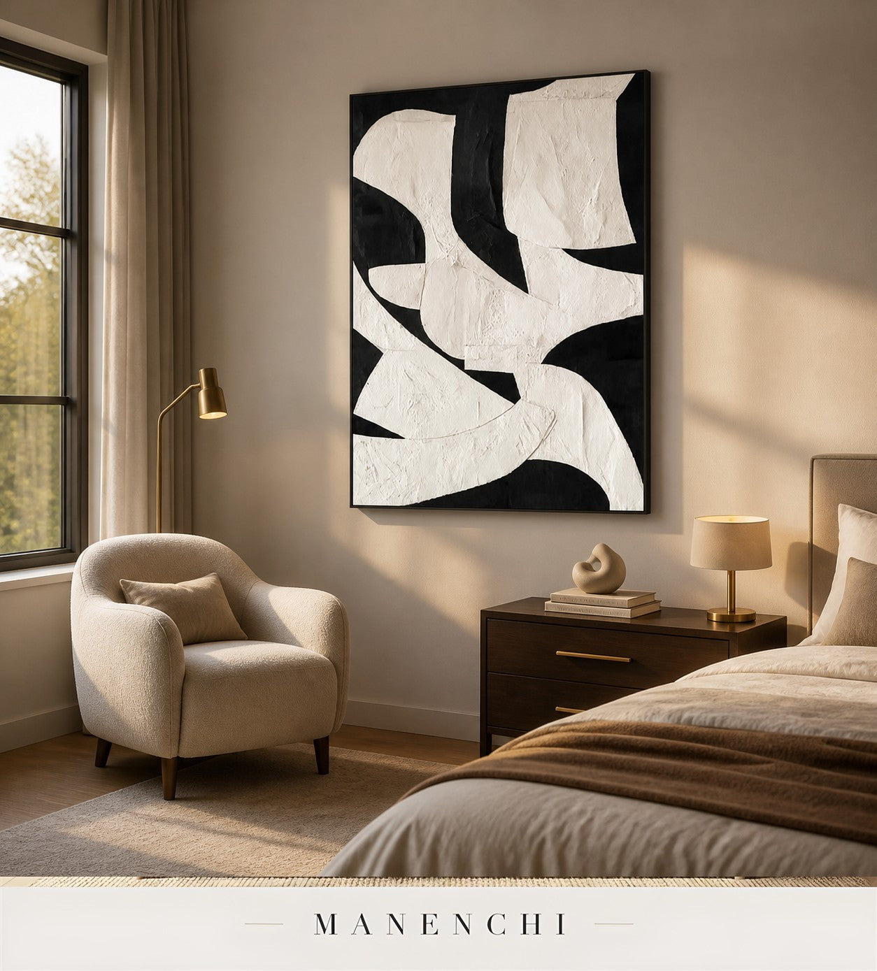 Porous Relief | Wabi-Sabi Wall Art - original hand-painted painting by Manenchi, styled in a room setting