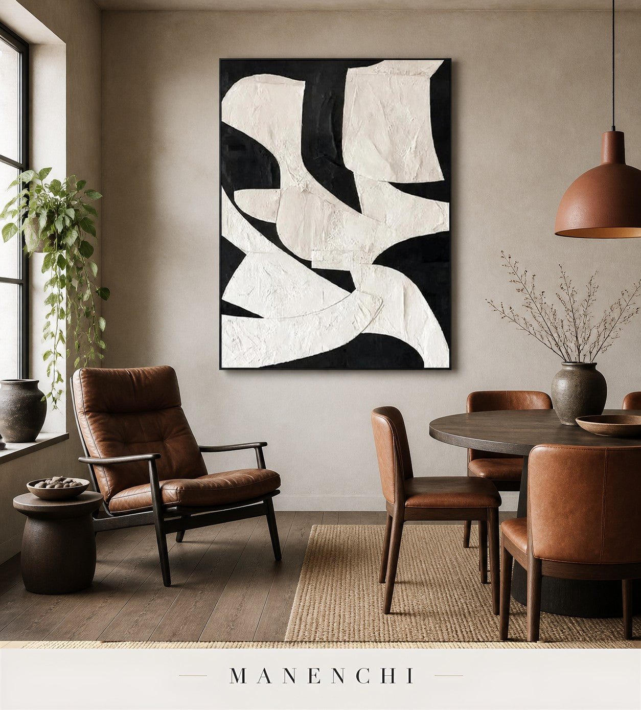 Porous Relief | Wabi-Sabi Wall Art - original hand-painted painting by Manenchi, styled in a room setting