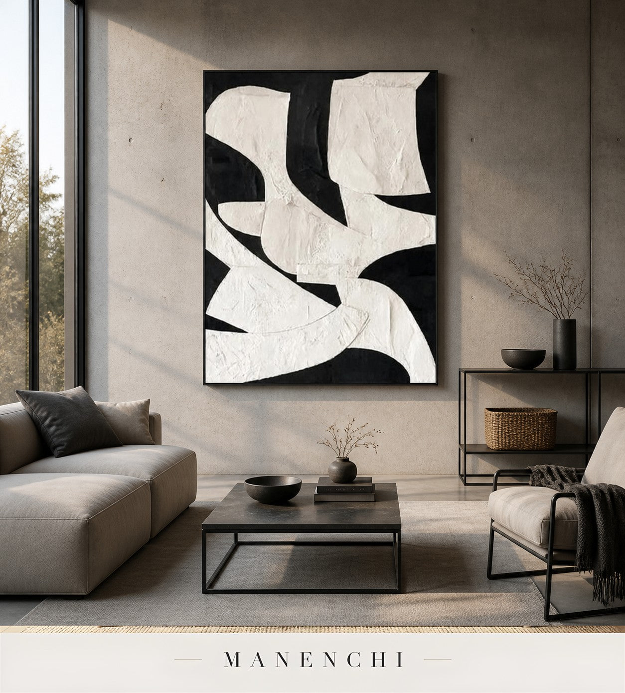 Porous Relief | Wabi-Sabi Wall Art - original hand-painted painting by Manenchi, styled in a room setting