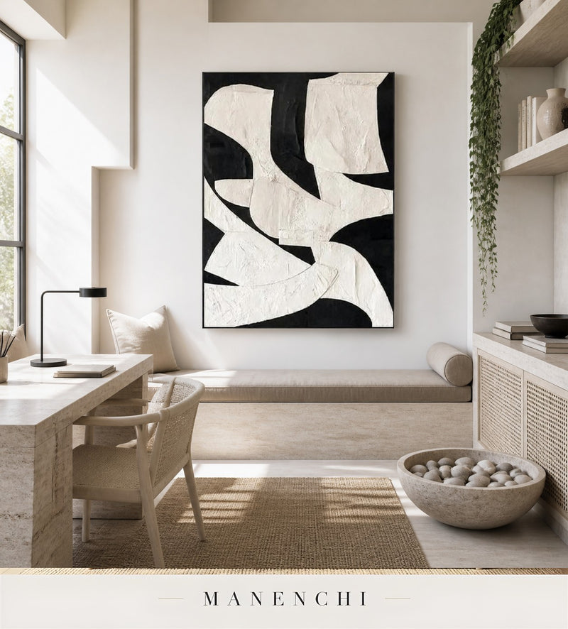 Porous Relief | Wabi-Sabi Wall Art - original hand-painted painting by Manenchi, styled in a room setting