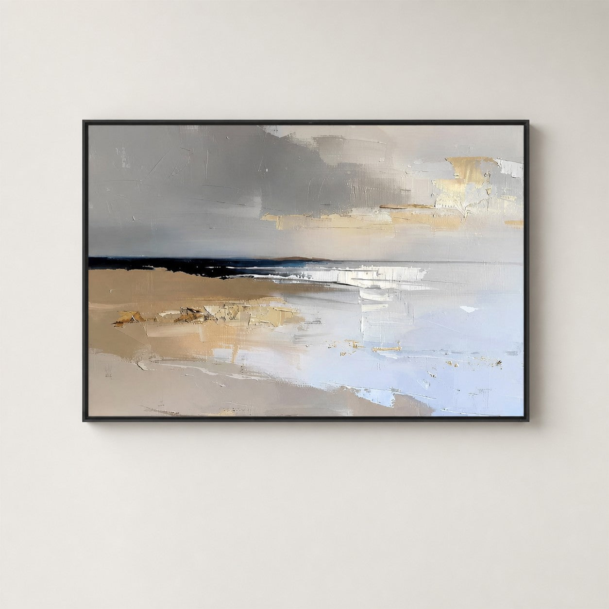 Molten Horizon | Contemporary Wall Art - original hand-painted painting by Manenchi, styled in a room setting