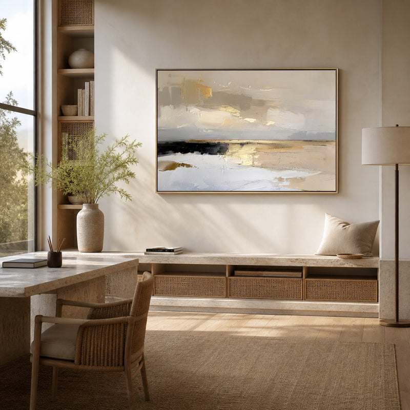 Burnished Verge | Contemporary Wall Art - original hand-painted painting by Manenchi, styled in a room setting