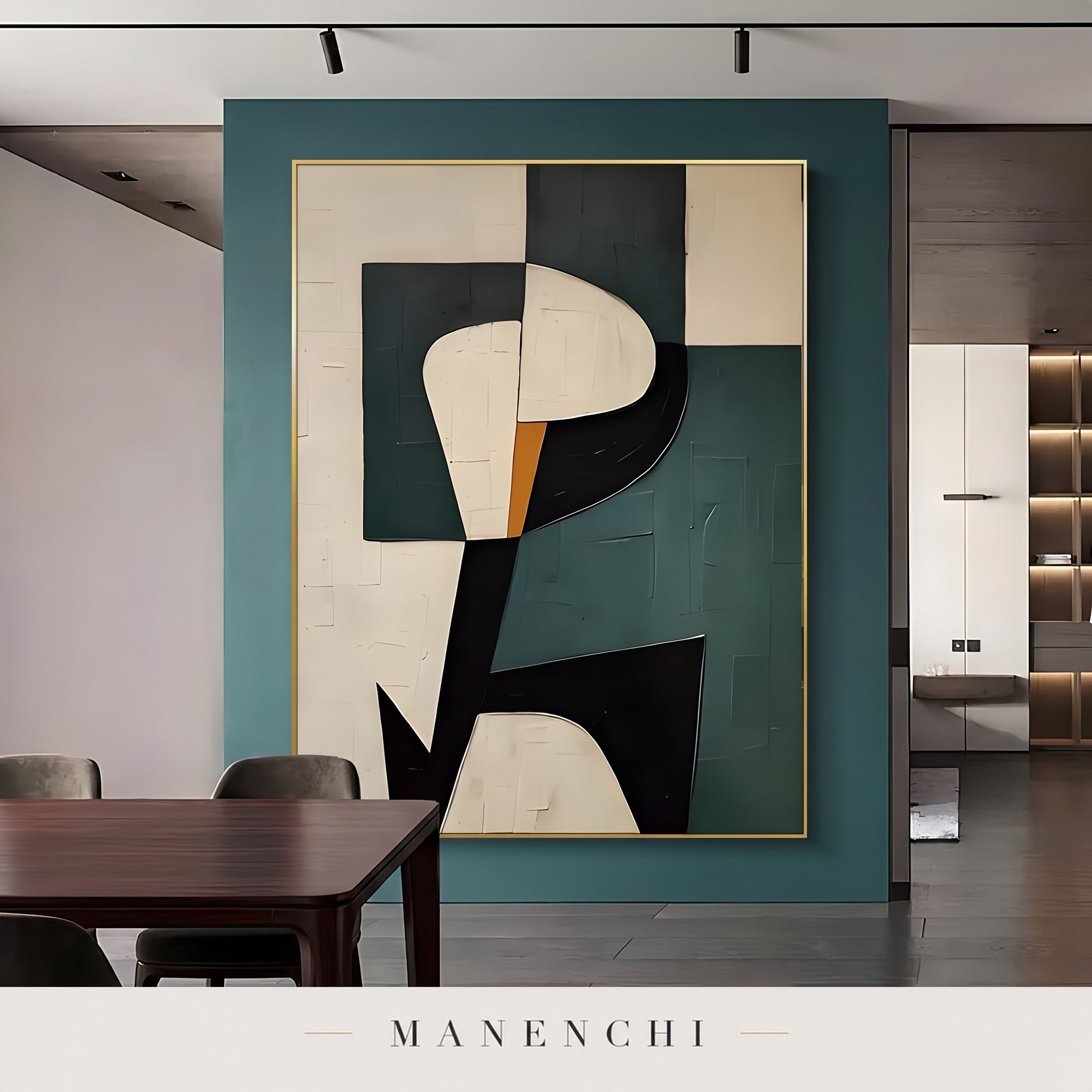 Abstract Balance abstract painting displayed in a dining room