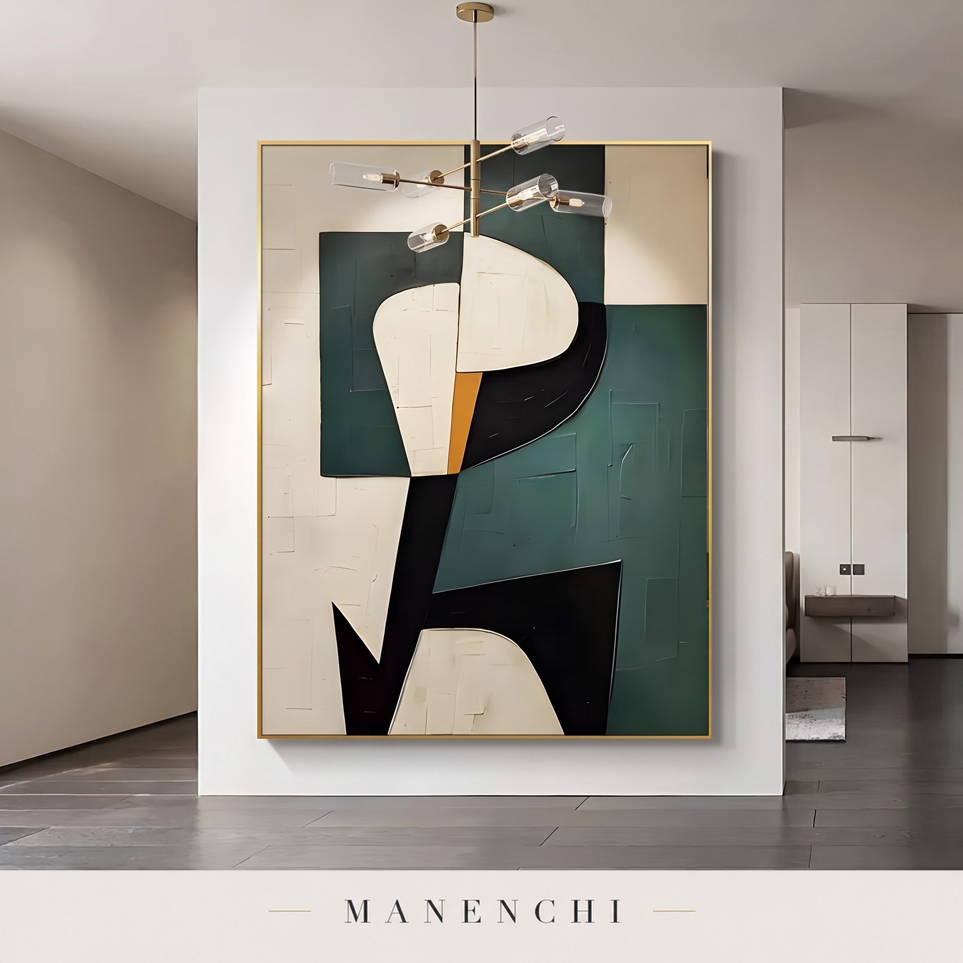 Abstract Balance abstract painting displayed in an entryway