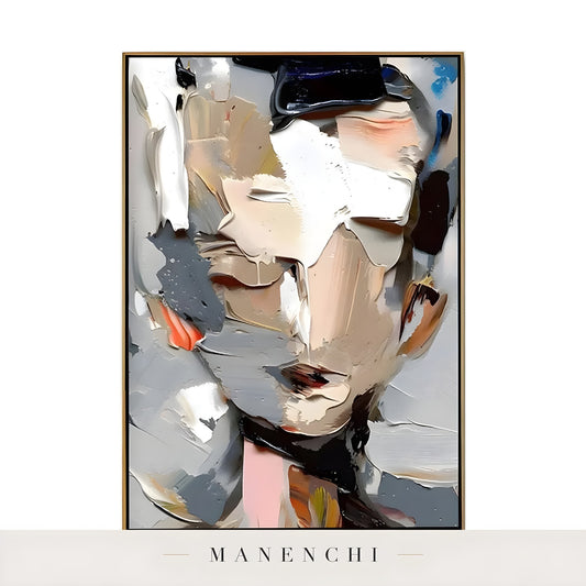 Close-up detail of the textured brushwork in Abstract Muse Persona