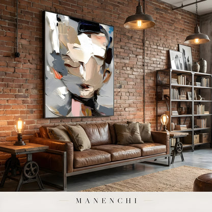 Abstract Muse Persona abstract painting displayed in industrial loft living