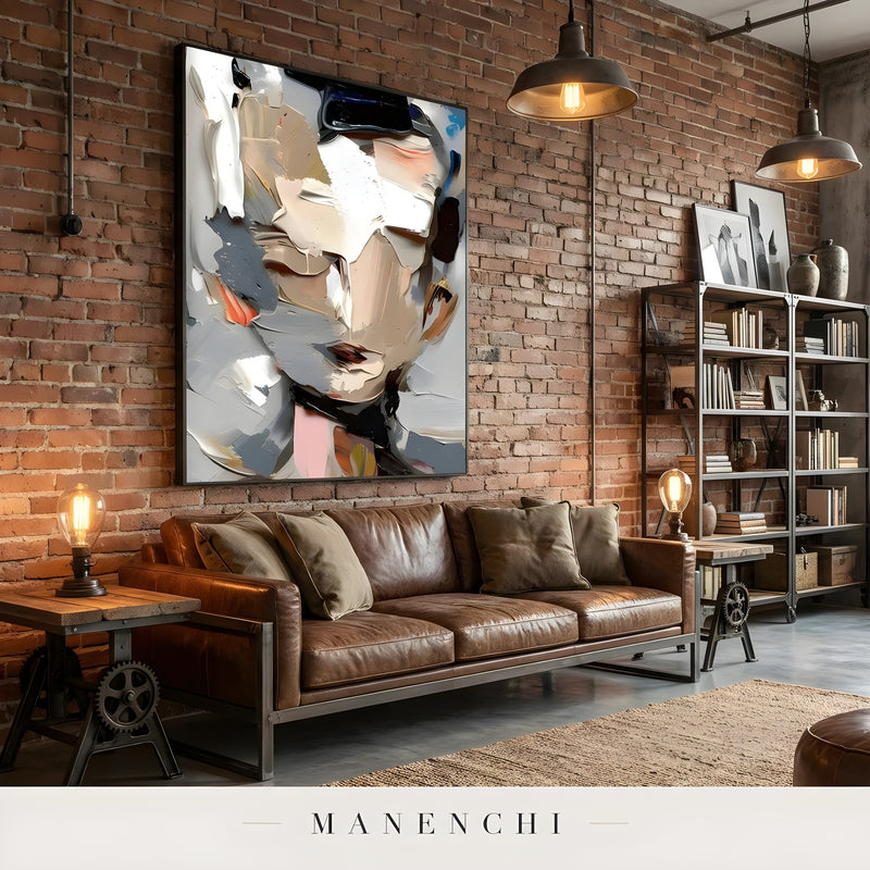 Abstract Muse Persona abstract painting displayed in industrial loft living