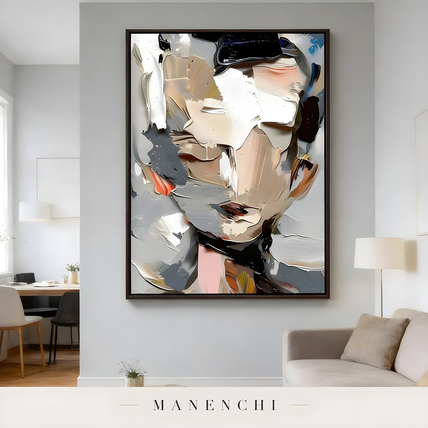 Abstract Muse Persona abstract painting displayed in living room sofa