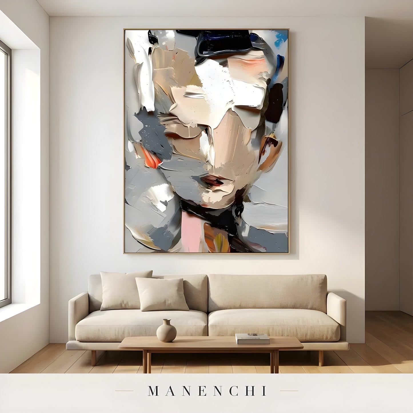Abstract Muse Persona abstract painting displayed in minimalist living room