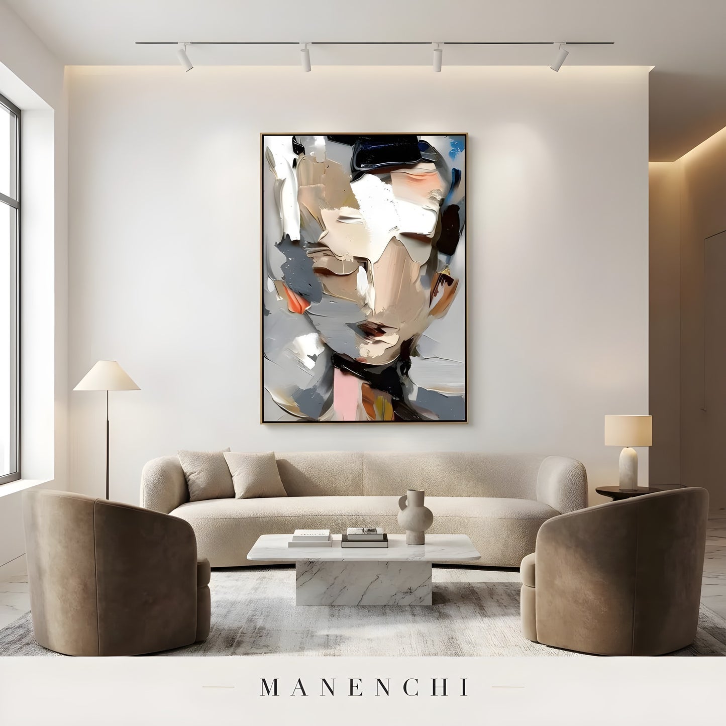 Abstract Muse Persona abstract painting displayed in modern lounge interior